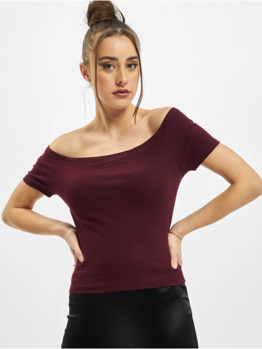 Urban Classics Tops sans manche Ladies Off Shoulder Rib rouge